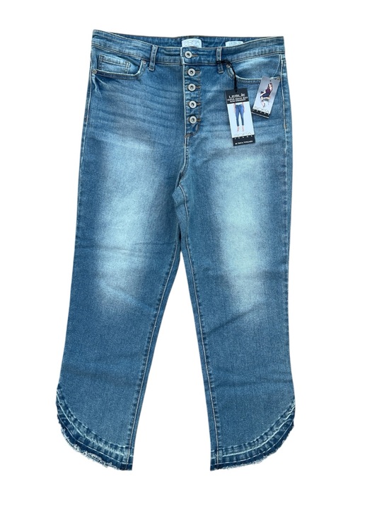 sofia by sofia vergara Denim - Super High Rise Slim Straight Blue Cropped Button-Fly Jeans Size 12